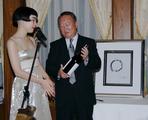 Nomoto san receives Au Bon Climat magnum of Pinot Noir
