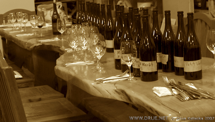 Tasting Chardonnay, Petit Verdot, Merlot, Sangiovese at Au Bon Climat